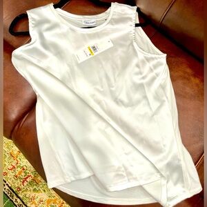 Calvin Klein sleeveless white satin blouse. New with tags! Great for layering.